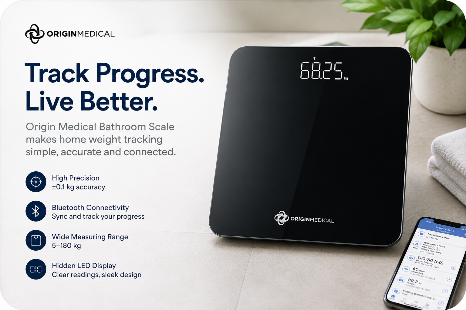 Origin Medical Bathroom Scale: Easy Home Weight Tracking