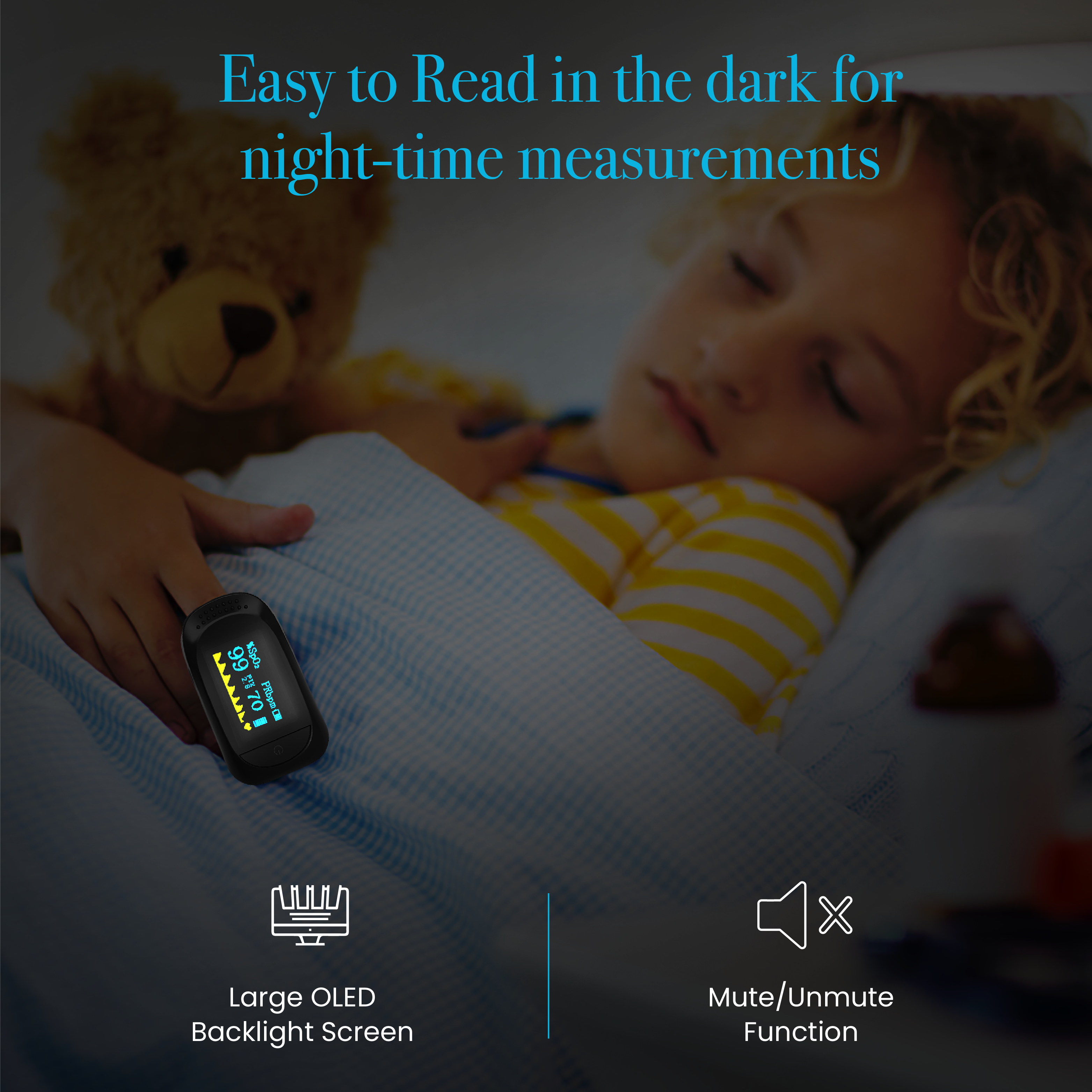 Fingertip Pulse Oximeter Easy to Read for Night Time